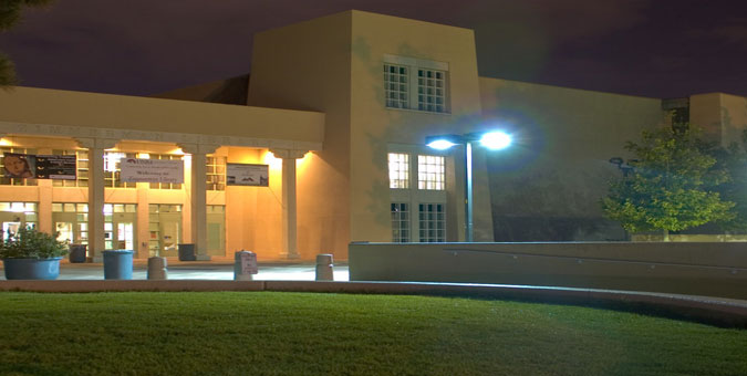 Zimmerman Library at night