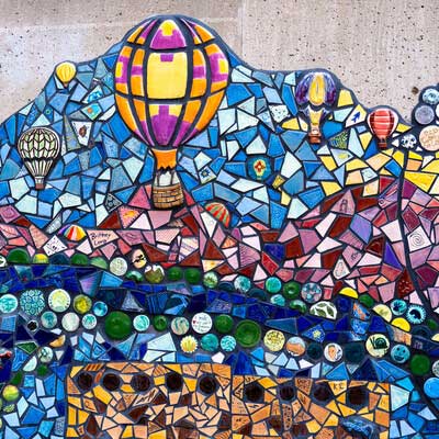 Hot air balloon mosaic tile art